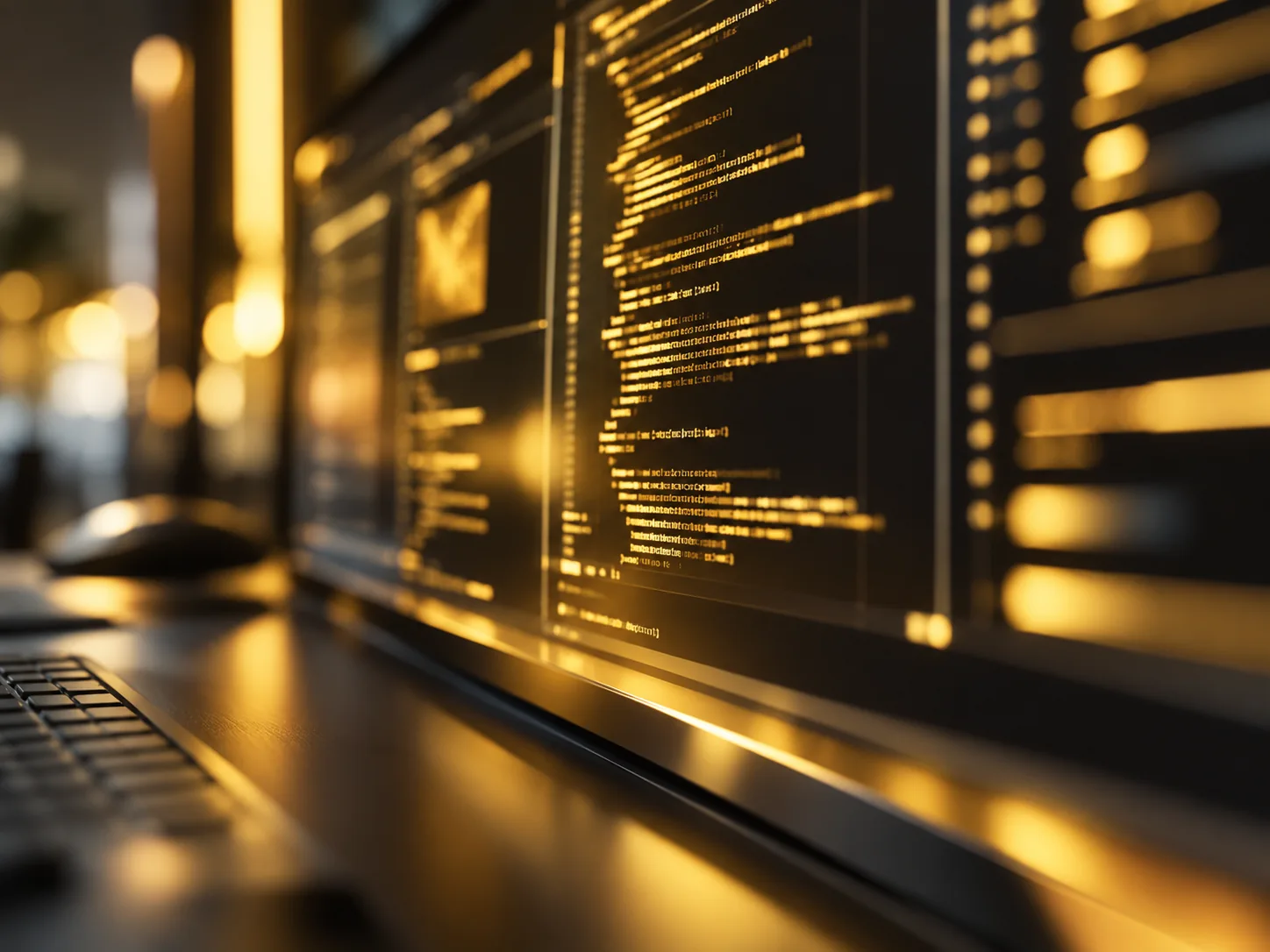 Warm close-up of a development workspace